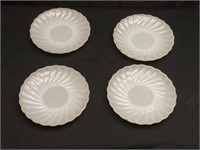 4pc Golden Shell Milk Glass Saucers. Most Of The