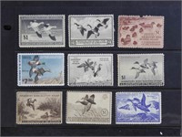 US Duck Stamps Mint Hinged Wounded Ducks on card,