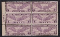 US Stamps #C12 Mint NH Plate Block of 6, CV $180