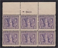 US Stamps #537 Mint H Plate Block of 6, CV $260