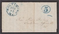 US Stampless folded letterto Charlestown Jefferson