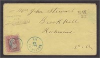 US Stamps #65 Used on cover to Brook Hill, Richmon