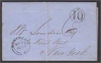 Canada Folded letter to New York, with black "Mont