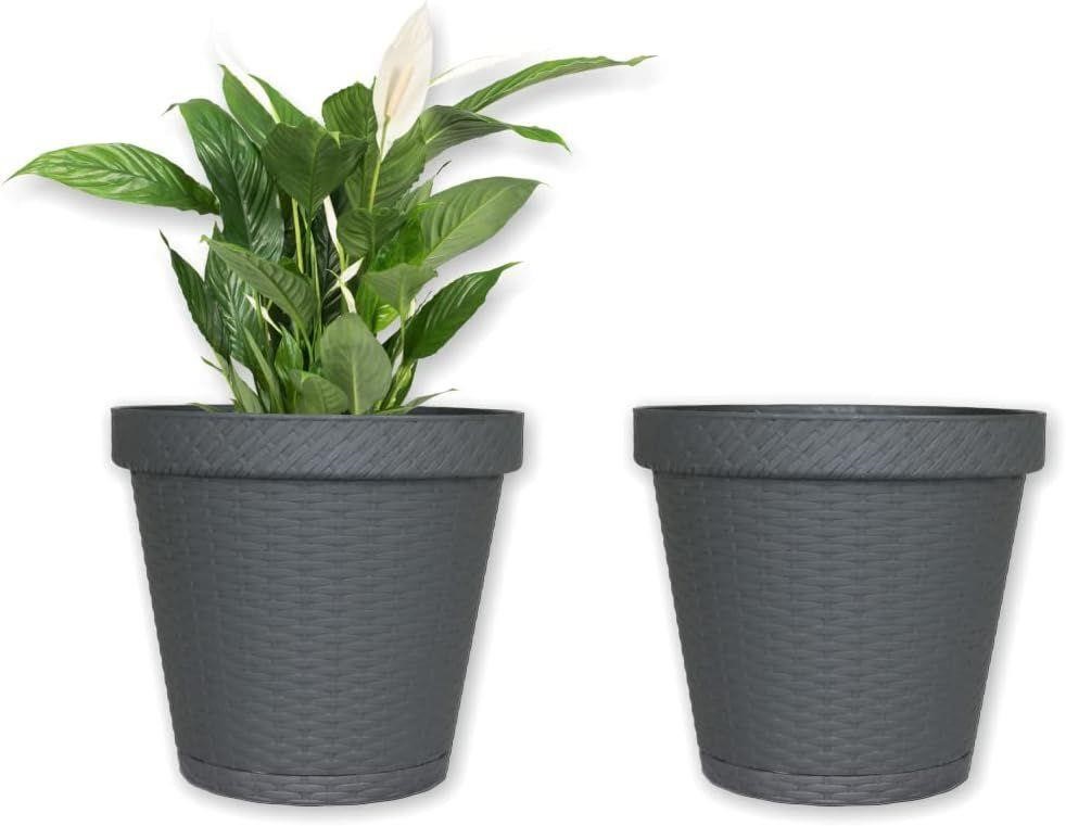 Elly Decor Round Self Watering Planters - Set of 2