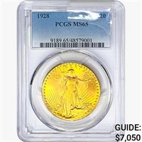 1928 $20 Gold Double Eagle PCGS MS65