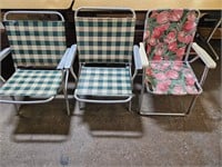 3 Aluminum Chairs, 2  May need Recovered?
