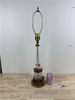 Crystal and brass table lamp