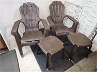 2 Adirondack Plastic Chairs & Side Tables