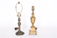 Vtg Wildwood Brass Footed Urn & Abat Jour Lamps