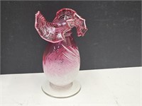 Cranberry 8 1/4" H Art Deco Ruffled Vase