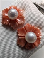 $240  14K F.W. Pearl And Poly Coral (2In1 Earring)