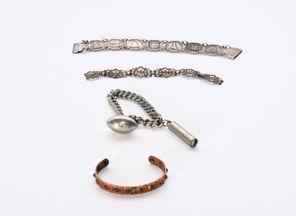 Vintage Link & Charm Bracelets, Copper Cuff