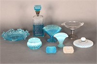 Vtg Fenton Blue Opalescent Hobnail, Stretch Glass