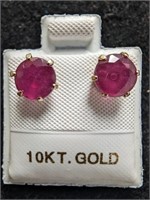 $965 10K  1.06G, Natural Ruby 3.10 Ct Earrings