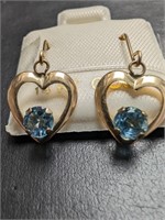 $200 14K  Genuine Blue Topaz 3Mm Earrings