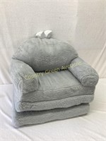 Kids Grey Bunny Pillow Chair, unfoldable