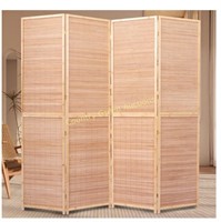 4 Panel Bamboo Room Divider, 6 FT Tall