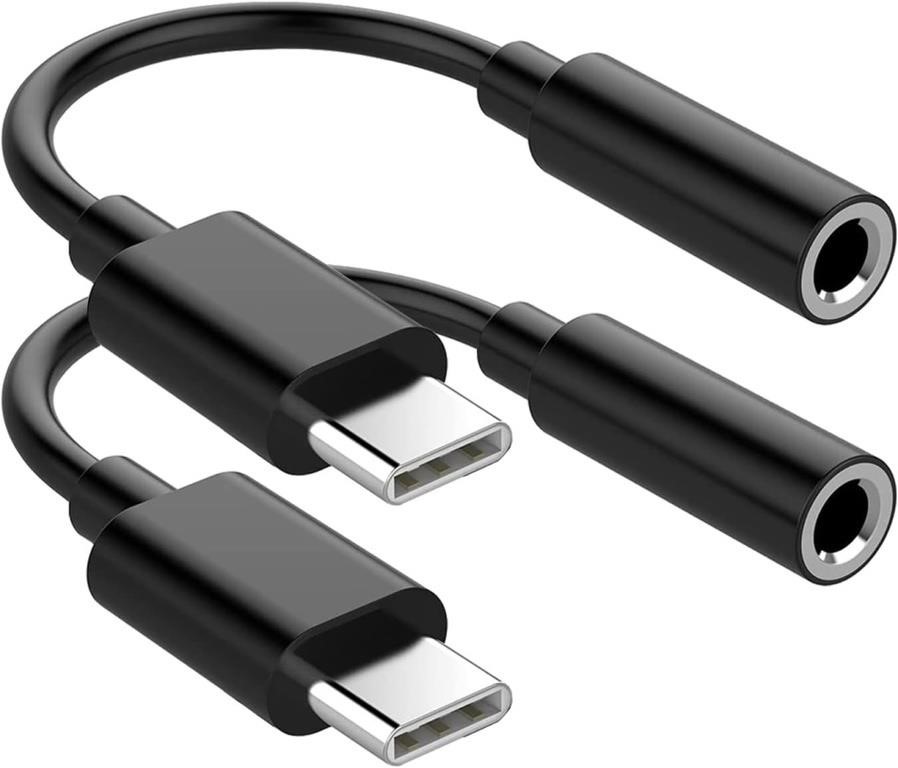USB Type C to 3.5mm Headphone Jack Adapter 2 PACK