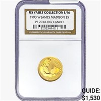 1993-W .2419oz. Gold $5 Madion NGC PF70 UC US