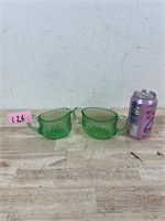 Green glass cream and sugar glasses