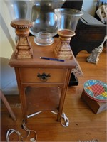 Nightstand/end table, candle holder & vase