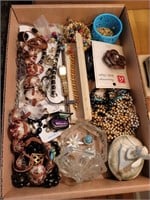 Jewelry lot, trinket boxes, timex watches