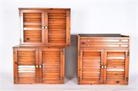 Vintage Pine-Tique Louvered Door Cabinets