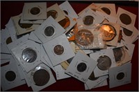 FUN LOT: (20) pin backs, (20) world coins, includ.