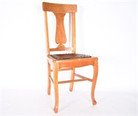 Antique Craftsman Oak Desk Chair w/ Leather Seat