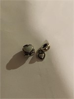 Pair of Sterling heart charms for Pandora bracelet
