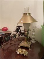 Orient express brass lamp, grapes, misc
