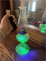 Uranium Vaseline glass oil lamp