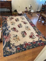Hook rug with irises small damage