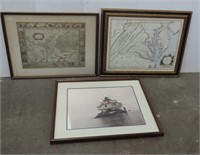 3 Framed Picture / Maps