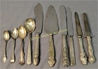 Sterling Silver Handle Knives, Sterling Spoons.