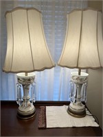 Pair of Bohemian glass lamps ( each lamp missing