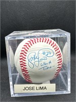 JOSE LIMA AUTOGRAPHED BASEBALL IN CUBE
