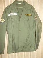 Vtg US Green Canvas Army Jacket w/ Patches