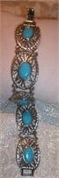 Silver Bracelet w/ Plastic Turquoise Centers