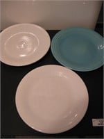 Fiesta Ware White & Turquoise Dinner Plates