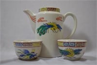 Antique Chinese Teapot and Two Cups