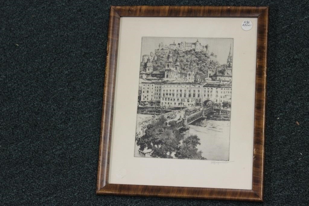 An Antique Etching by German Listed Artist