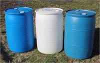 (3) 55-Gallon Plastic Barrels