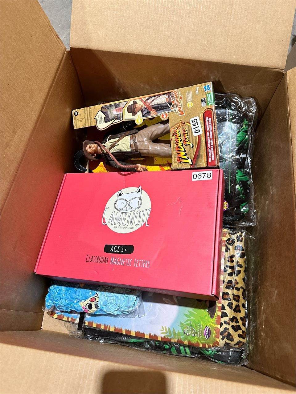 Large box full of new toys & costumes