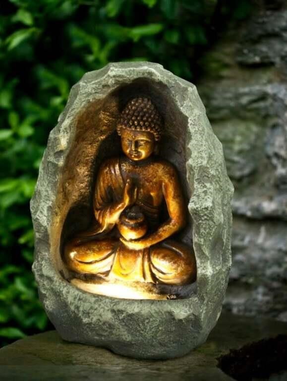 HiLine Golden Buddha W/ Light Fountain
