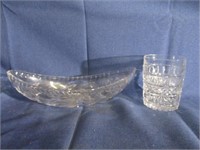 crystal bowl and glass .