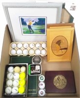 Assorted Golf Balls, Golf Playing Cards & Box