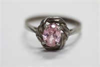 A Sterling Ring with a Pink Stone