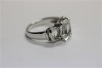 A Sterling Ring with Clear Stones