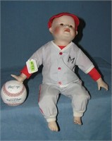 Porcelain baseball player boy doll